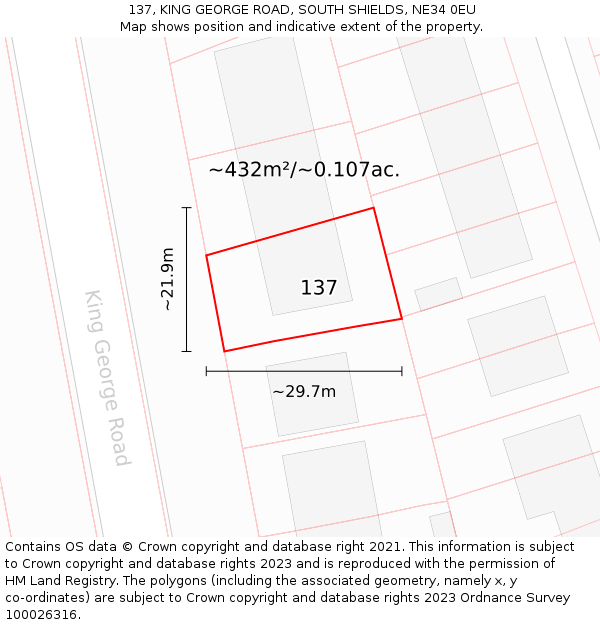 137, KING GEORGE ROAD, SOUTH SHIELDS, NE34 0EU: Plot and title map