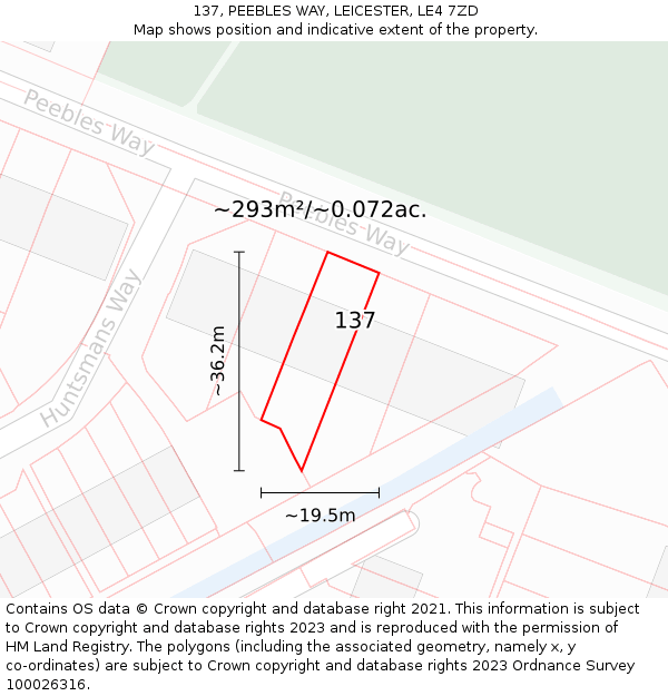 137, PEEBLES WAY, LEICESTER, LE4 7ZD: Plot and title map