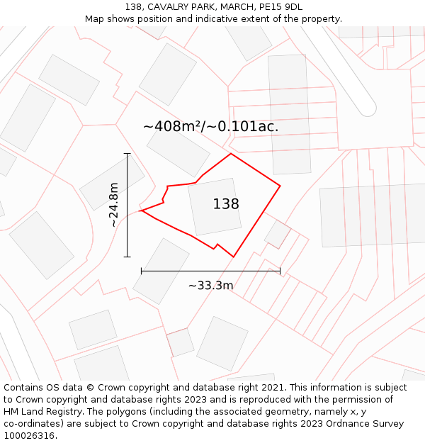 138, CAVALRY PARK, MARCH, PE15 9DL: Plot and title map