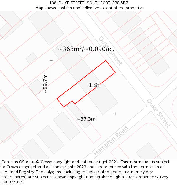 138, DUKE STREET, SOUTHPORT, PR8 5BZ: Plot and title map