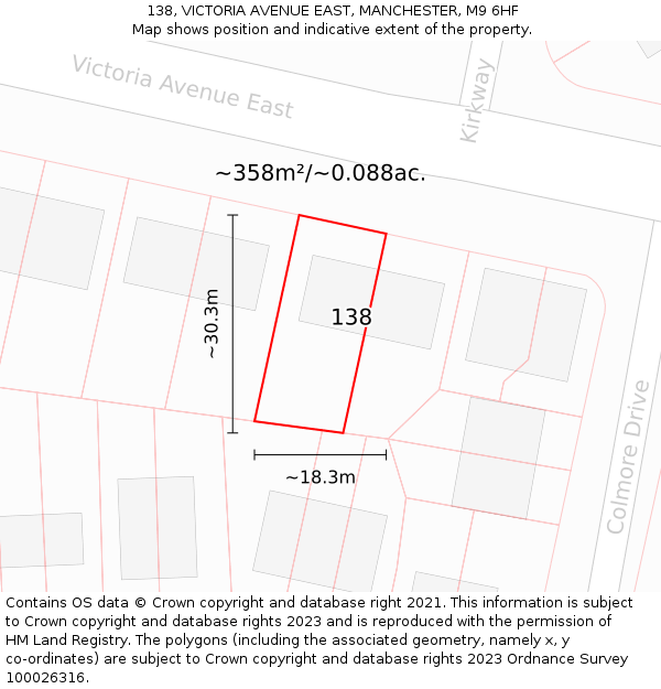 138, VICTORIA AVENUE EAST, MANCHESTER, M9 6HF: Plot and title map