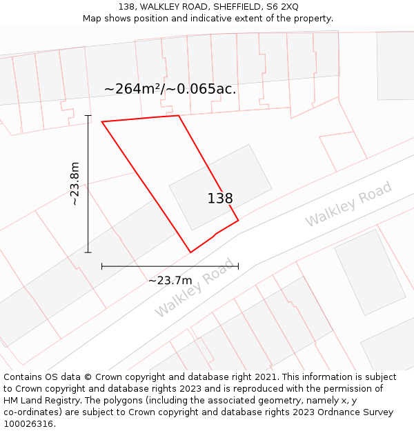 138, WALKLEY ROAD, SHEFFIELD, S6 2XQ: Plot and title map