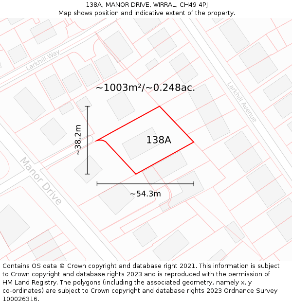 138A, MANOR DRIVE, WIRRAL, CH49 4PJ: Plot and title map