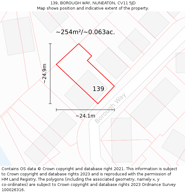 139, BOROUGH WAY, NUNEATON, CV11 5JD: Plot and title map