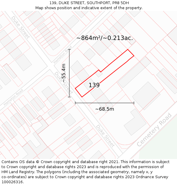 139, DUKE STREET, SOUTHPORT, PR8 5DH: Plot and title map