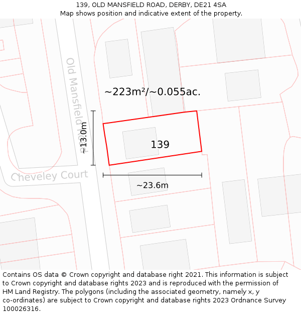 139, OLD MANSFIELD ROAD, DERBY, DE21 4SA: Plot and title map