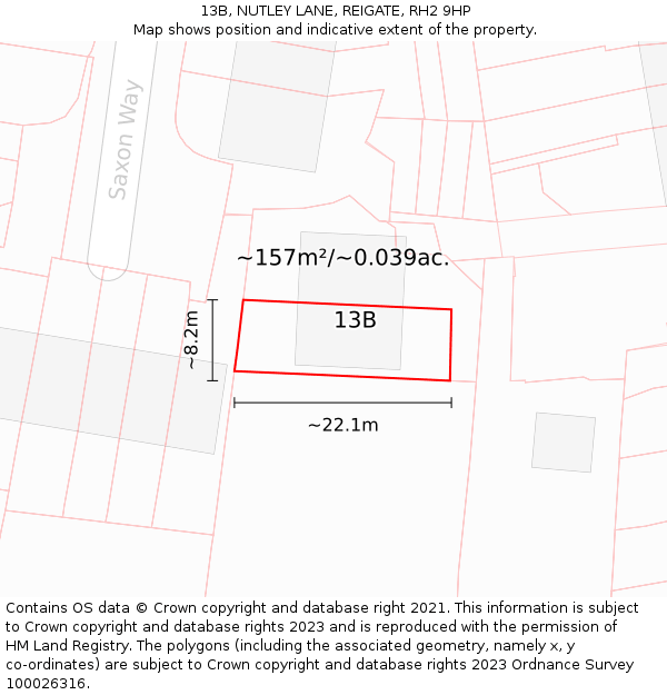 13B, NUTLEY LANE, REIGATE, RH2 9HP: Plot and title map