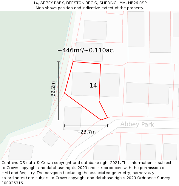 14, ABBEY PARK, BEESTON REGIS, SHERINGHAM, NR26 8SP: Plot and title map