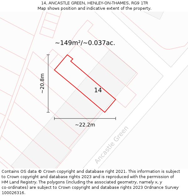 14, ANCASTLE GREEN, HENLEY-ON-THAMES, RG9 1TR: Plot and title map