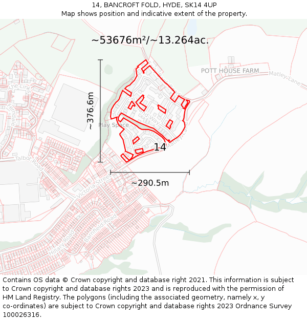 14, BANCROFT FOLD, HYDE, SK14 4UP: Plot and title map