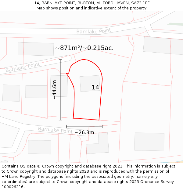 14, BARNLAKE POINT, BURTON, MILFORD HAVEN, SA73 1PF: Plot and title map