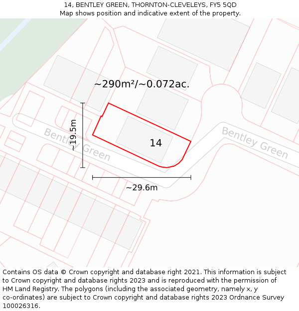14, BENTLEY GREEN, THORNTON-CLEVELEYS, FY5 5QD: Plot and title map