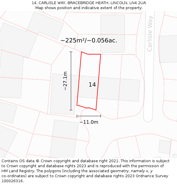 14, CARLISLE WAY, BRACEBRIDGE HEATH, LINCOLN, LN4 2UA: Plot and title map