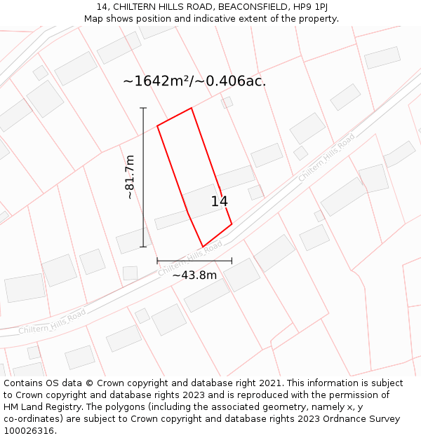 14, CHILTERN HILLS ROAD, BEACONSFIELD, HP9 1PJ: Plot and title map