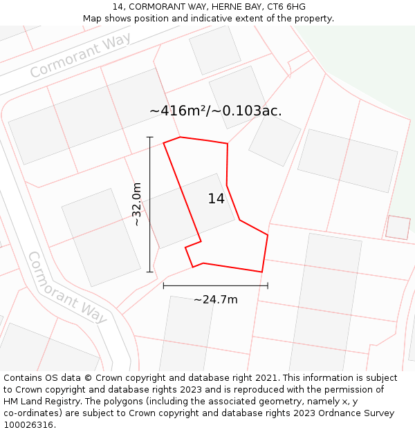 14, CORMORANT WAY, HERNE BAY, CT6 6HG: Plot and title map