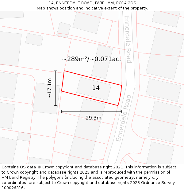 14, ENNERDALE ROAD, FAREHAM, PO14 2DS: Plot and title map