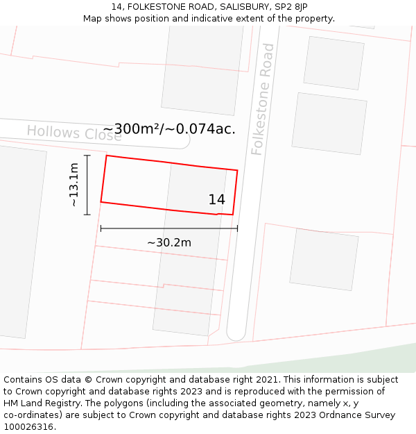 14, FOLKESTONE ROAD, SALISBURY, SP2 8JP: Plot and title map