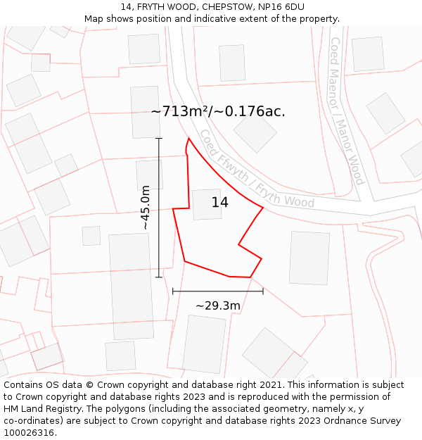 14, FRYTH WOOD, CHEPSTOW, NP16 6DU: Plot and title map