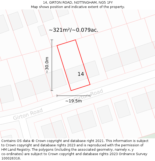 14, GIRTON ROAD, NOTTINGHAM, NG5 1FY: Plot and title map