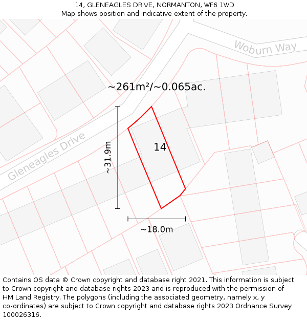 14, GLENEAGLES DRIVE, NORMANTON, WF6 1WD: Plot and title map