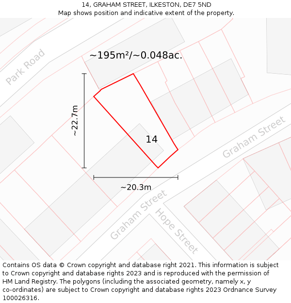 14, GRAHAM STREET, ILKESTON, DE7 5ND: Plot and title map