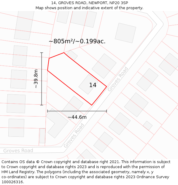 14, GROVES ROAD, NEWPORT, NP20 3SP: Plot and title map