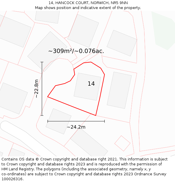 14, HANCOCK COURT, NORWICH, NR5 9NN: Plot and title map