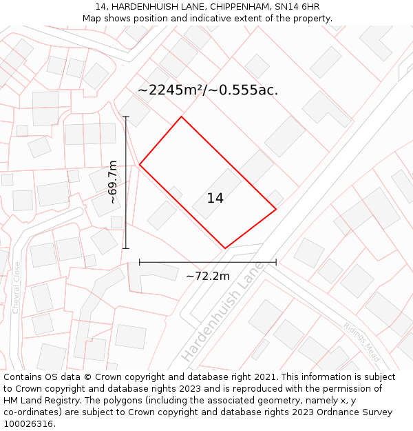 14, HARDENHUISH LANE, CHIPPENHAM, SN14 6HR: Plot and title map