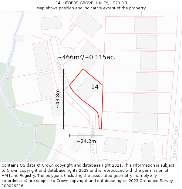 14, HEBERS GROVE, ILKLEY, LS29 9JR: Plot and title map