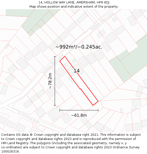 14, HOLLOW WAY LANE, AMERSHAM, HP6 6DJ: Plot and title map