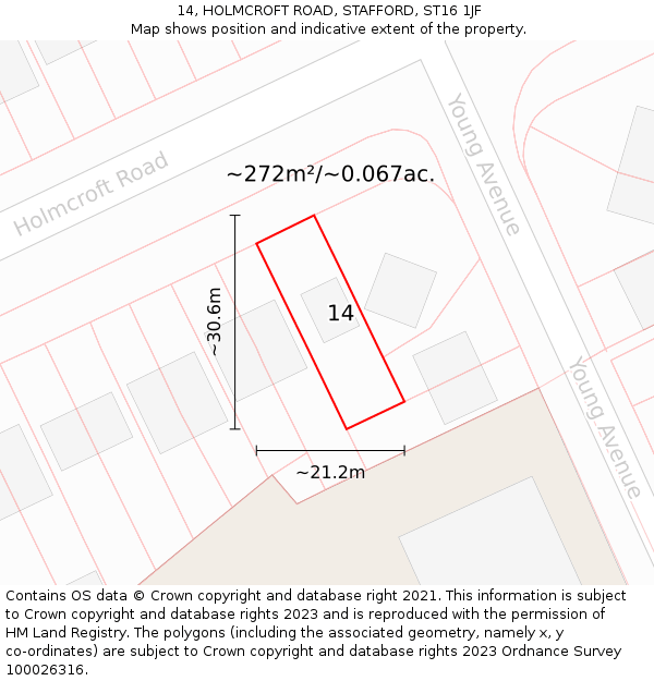 14, HOLMCROFT ROAD, STAFFORD, ST16 1JF: Plot and title map