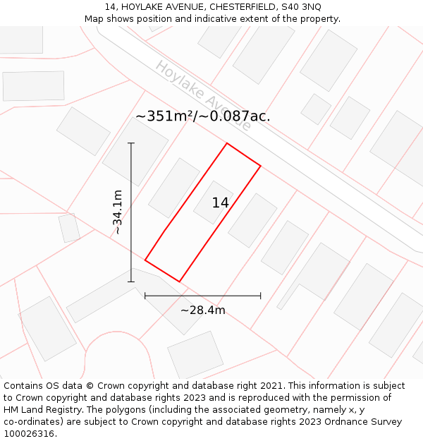 14, HOYLAKE AVENUE, CHESTERFIELD, S40 3NQ: Plot and title map