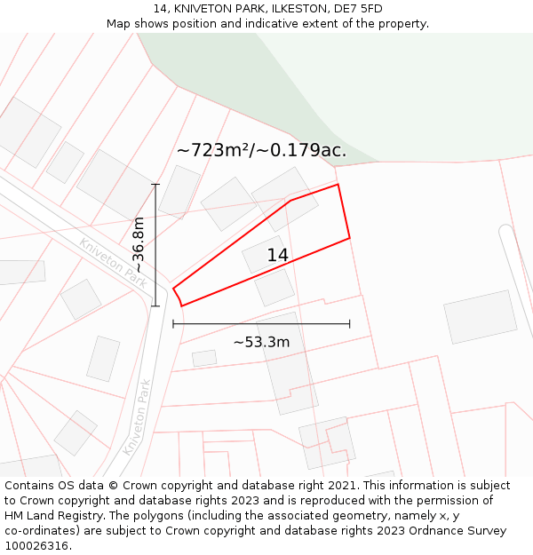 14, KNIVETON PARK, ILKESTON, DE7 5FD: Plot and title map