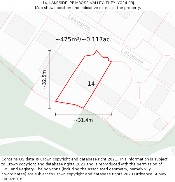 14, LAKESIDE, PRIMROSE VALLEY, FILEY, YO14 9RJ: Plot and title map