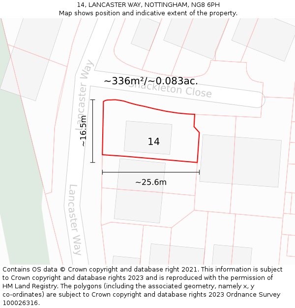 14, LANCASTER WAY, NOTTINGHAM, NG8 6PH: Plot and title map