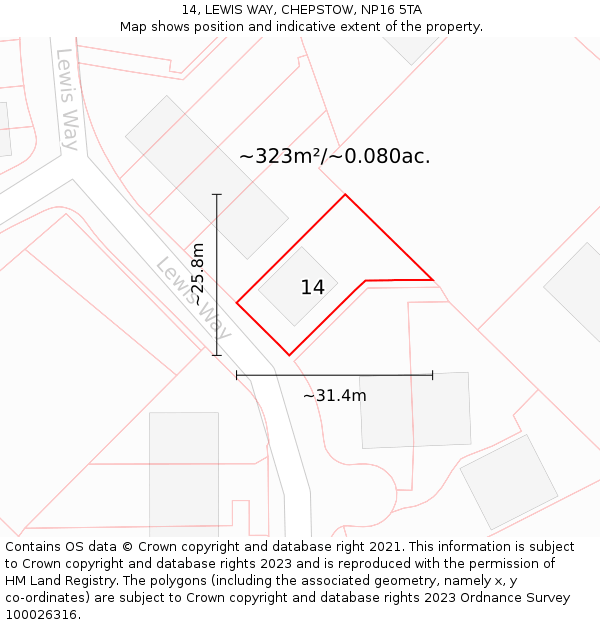 14, LEWIS WAY, CHEPSTOW, NP16 5TA: Plot and title map