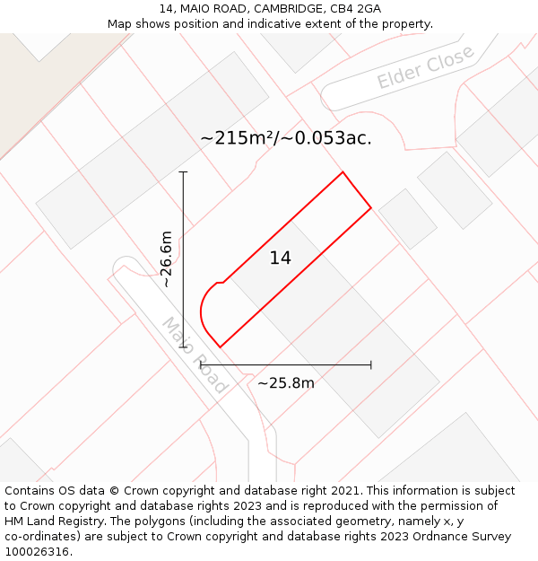 14, MAIO ROAD, CAMBRIDGE, CB4 2GA: Plot and title map