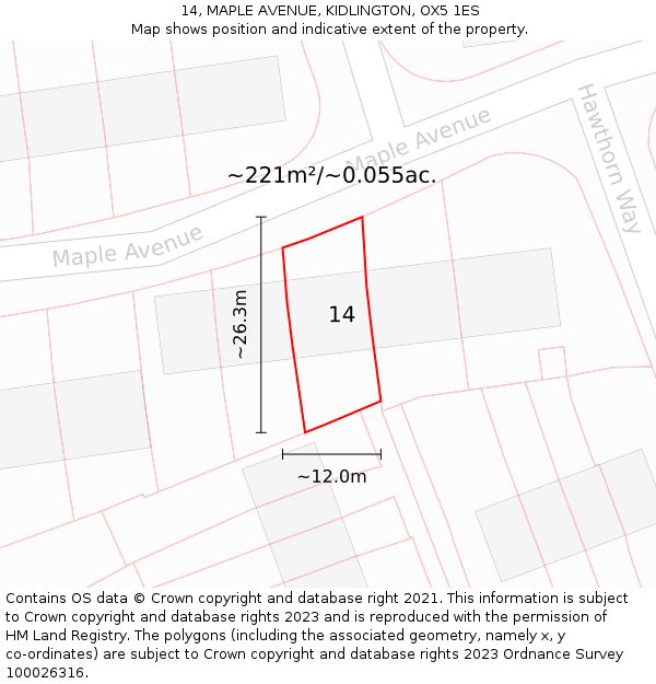 14, MAPLE AVENUE, KIDLINGTON, OX5 1ES: Plot and title map