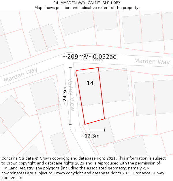 14, MARDEN WAY, CALNE, SN11 0RY: Plot and title map