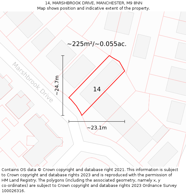 14, MARSHBROOK DRIVE, MANCHESTER, M9 8NN: Plot and title map