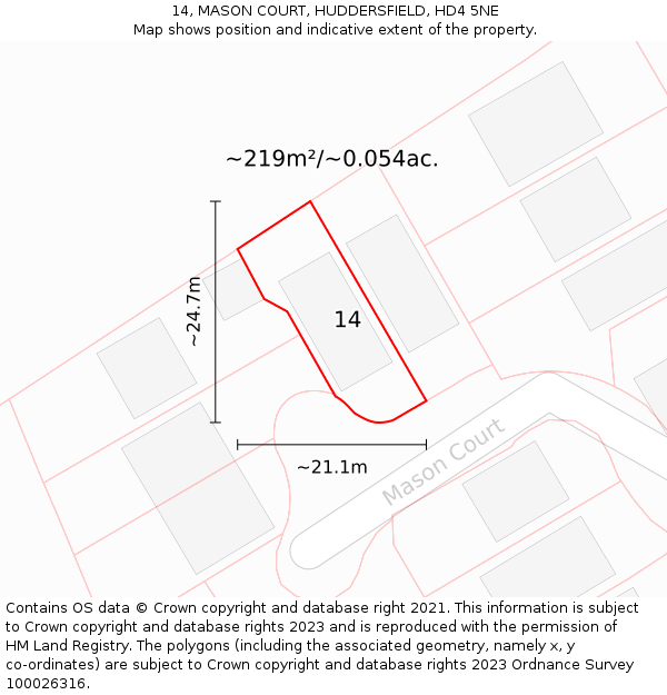 14, MASON COURT, HUDDERSFIELD, HD4 5NE: Plot and title map