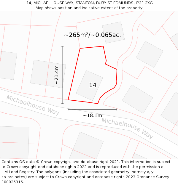 14, MICHAELHOUSE WAY, STANTON, BURY ST EDMUNDS, IP31 2XG: Plot and title map