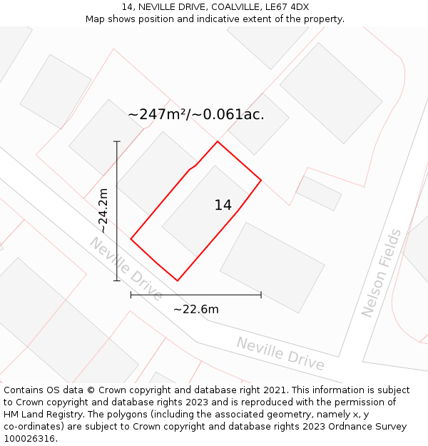 14, NEVILLE DRIVE, COALVILLE, LE67 4DX: Plot and title map