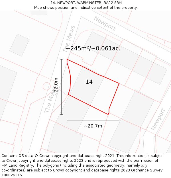 14, NEWPORT, WARMINSTER, BA12 8RH: Plot and title map