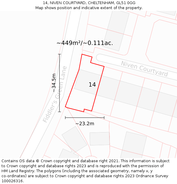 14, NIVEN COURTYARD, CHELTENHAM, GL51 0GG: Plot and title map
