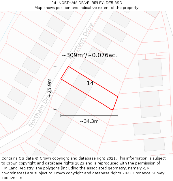 14, NORTHAM DRIVE, RIPLEY, DE5 3SD: Plot and title map