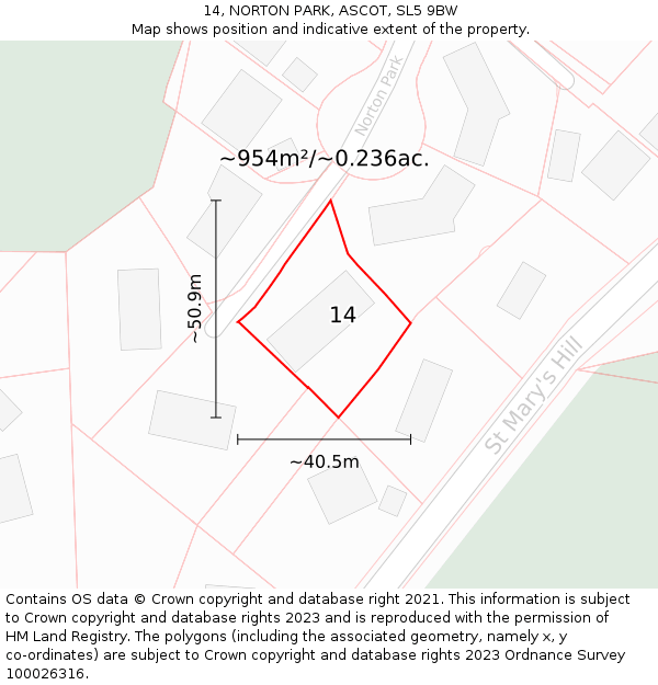 14, NORTON PARK, ASCOT, SL5 9BW: Plot and title map