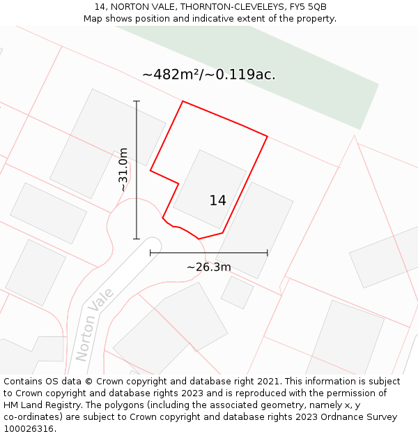 14, NORTON VALE, THORNTON-CLEVELEYS, FY5 5QB: Plot and title map