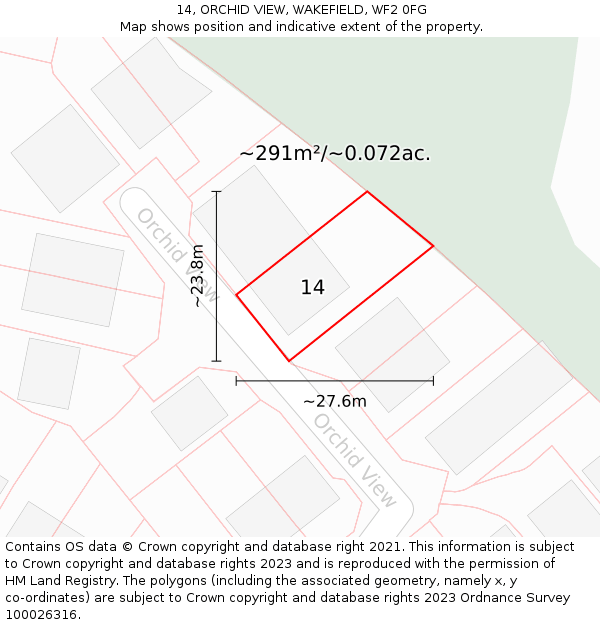 14, ORCHID VIEW, WAKEFIELD, WF2 0FG: Plot and title map