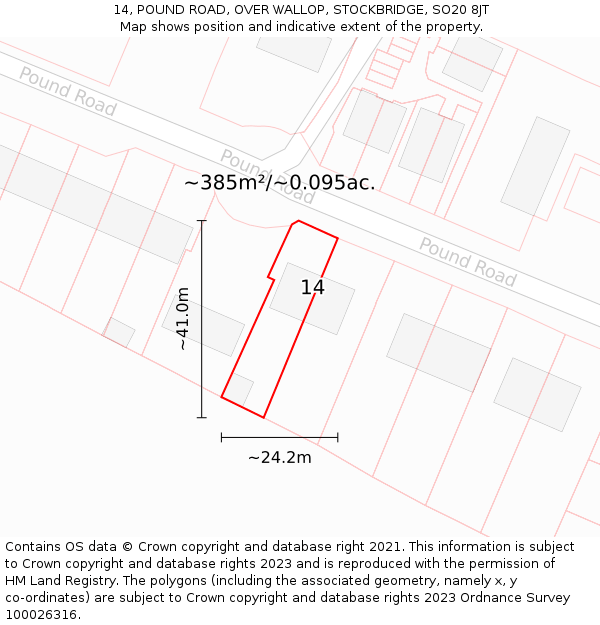 14, POUND ROAD, OVER WALLOP, STOCKBRIDGE, SO20 8JT: Plot and title map